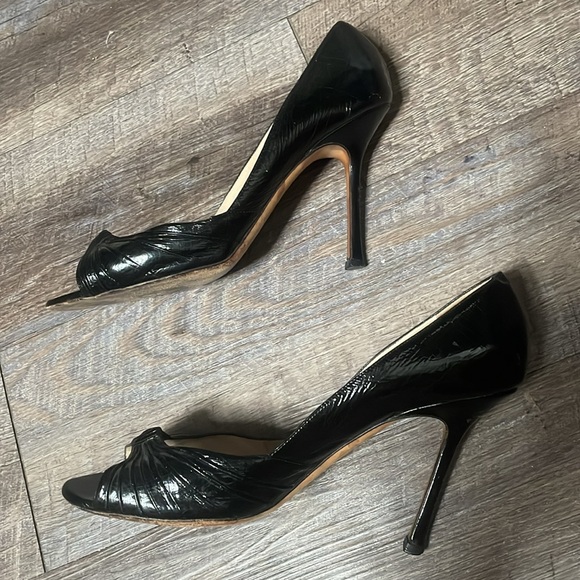 Jimmy Choo leather Peep-Toe Heels - Picture 7 of 9